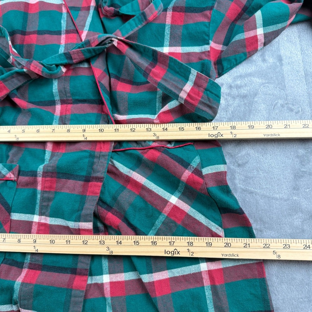 Vintage Victoria's Secret Gold Label Green Red Plaid Cotton Robe P/S Academia - Picture 11 of 16